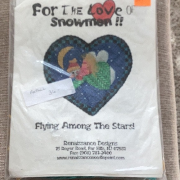 Heart-Shaped Needlepoint Canvas with Night Sky Design - Picture 3 of 4